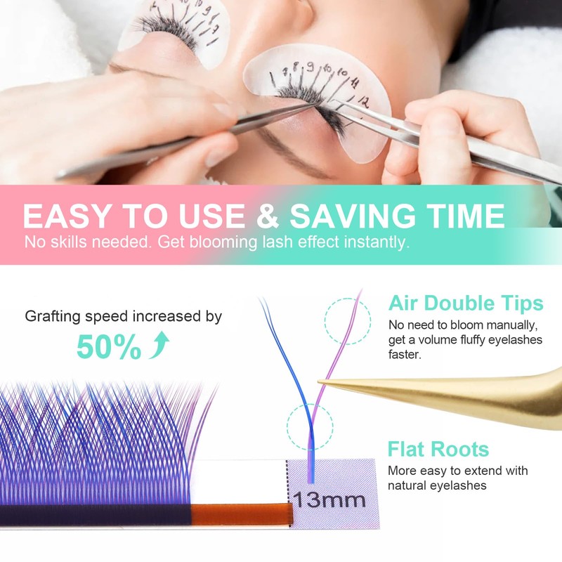 NAGARAKU Eyelash Extensions, 4D Cross YY Design, Volume Eyelashes, Prefabricated