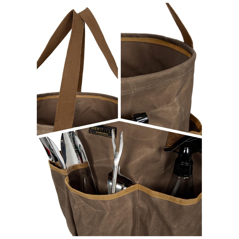 Denifiter Heavy-Duty 16oz Waxed Canvas Tool Bag - 14" Foldable