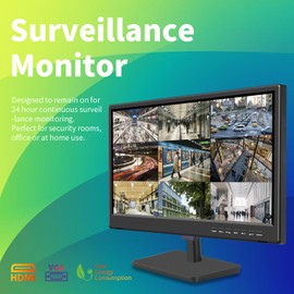 Jexiop 19” Security Monitor,Small Surveillance Monitor HDMI VGA and BNC Input,Computer Monitor with Speakers for CCTV DVR Office and Home Security Camera System Surveillance