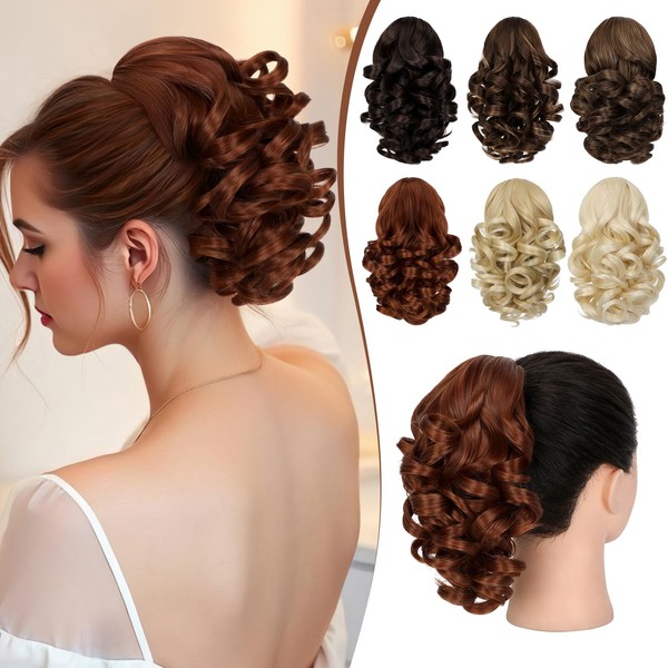 FELENDY 9" Short Ponytail Extension Curly Wavy Claw Clip in