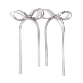 Zhang shine Silver Gold Plated Bow Earrings, Chic Bow Knot Threader Stud Earrings, Knot Tassel Long Chain Bowknot Earrings for Women Prom-AA