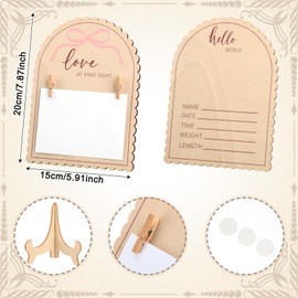 Vicenpal Pink Bow Wooden Ultrasound Picture Frame - Coquette Double Sided Sign for the Announcement of Your Pregnancy - Nursery Decor Sonogram Photo Frame & Pregnancy Gift for First Time Moms