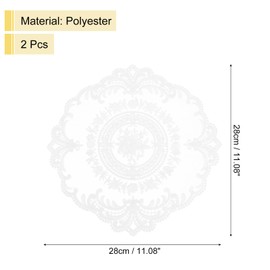 sourcing map 2Pcs Retro Lace Placemats, French Crochet Doilies Round Embroidered Hollow Cup Vase Table Mat for Dining Table Kitchen Party 11.02x11.02inch, Pure White