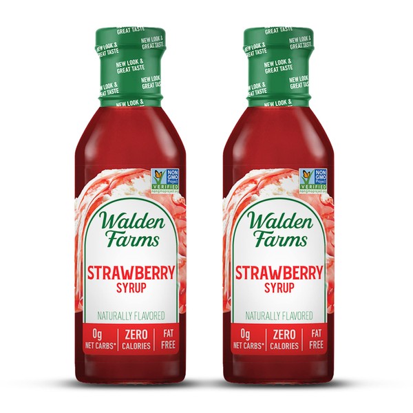 Walden Farms Strawberry Syrup 12 oz (2 Pack) - Sweet Syrup, Near Zero Fat, Sugar and Calorie - For Pancakes, Waffles, French Toast, Ice Cream, Lemonade, Desserts, Snacks, Appetizers and Many More