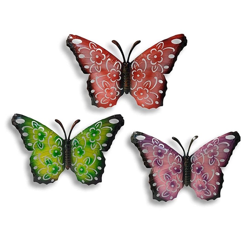 Green Jem Garden 3 x Small Butterfly Decorative Metal Wall