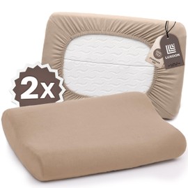Luxoon Cushion Cover for Health Pillow - 95% Cotton / 5% Elastane, Breathable and Skin-friendly, Washable, for Comfort and Hygiene, Pack of 2, 30-45 x 50-65 cm, Sand