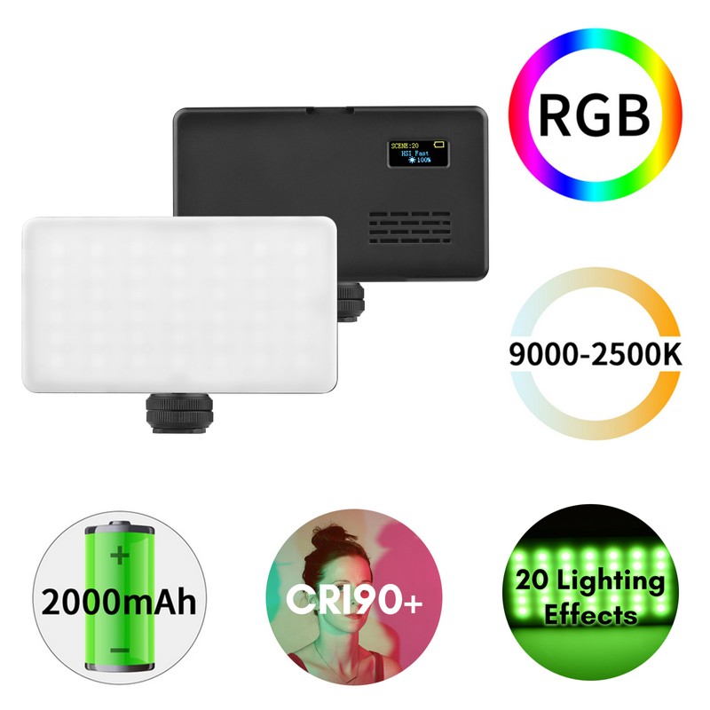 Pocket RGB Video Light Kit LED Fill Light 2500K-9000K Dimmable