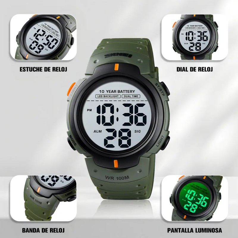Reloj Pulsera Digita Skmei 1560 10atm Reloj De Buceo Nadar