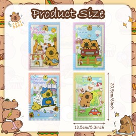 Geluode Capybara Notebooks, A5 Size, 4 Packs in 4 Designs, 5.3 x 8.1 Inches, Colourful NotePad Diary for Birthday Gifts, Stocking Stuffers, Office, Business, School, Kids, Students, Rewards