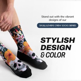 Outway Brilliant Mind Crew Socks, Moisture-Wicking Athletic Calf Socks with Arch Support for Men and Women, Colorful Design, Size L/XL