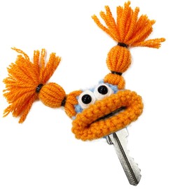macaroni edge mascot with yarn mascot key cover, key case, monster, key holder, small storage, Korean miscellaneous goods, handmade, Twin tail/blue x orange