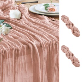 Wokceer Cheesecloth Table Runner 2Pack 10FT Dusty Pink Christmas Gauze Fall Cheese Cloth Table Runner for Party Easter Rustic Sheer Table Runners for Baby Bridal Shower Wedding Table