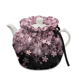 Xoenoiee Pink Cherry Blossom Print Tea Cozy Cotton Tea Cosy for Teapots Keep Warm Teapot Cover Insulated Kettle Cover for Home Kitchen Table Decor