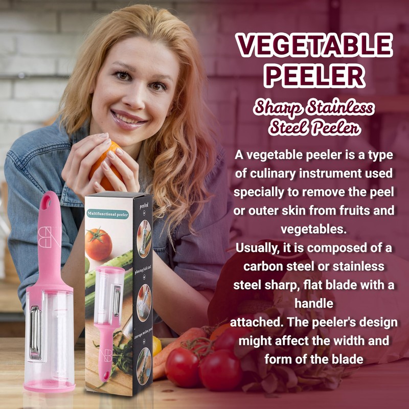 Vegetable Peeler with Storage Container – Round Shape Sharp Julienne