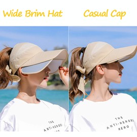 Peicees Wide Brim Visor Hat for Women Golf Visor Cap Sun Protection Hat for Beach Garden Tennis Running Sunshade Hat A-Khaki