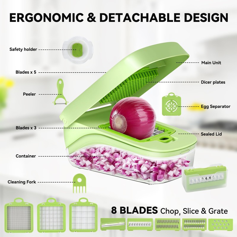 Romon Vegetable Slicer, Slicer, Vegetable Cutter, 14 in 1 Multifunctional