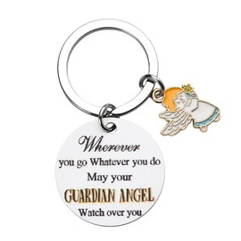 ShiQiao Spl Guardian Angel Gifts for Women Men Birthday Gifts for Daughter Son Sister Brother Religious Gift for Best Friend Drive Safely Guardian Angel Keyring for Granddaughter Grandson