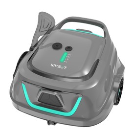 Cordless Robotic Pool Cleaner, Lasts 120 Min, Automatic Vacuum with Double Filters, LED Indicator for Above-Ground Pools up to 1076 Sq.ft, Portable, Self-Parking (Dark Grey Green)