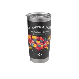 63 National Parks Map US Park Retro Vintage Camping Hiking Stainless Steel Insulated Tumbler