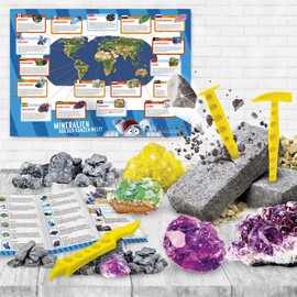 Lisciani - WOOZLE GOOZLE - Gemstones from All Over the World - Experiments for Children from 7 Years - Gemstone Adventures: Discover Real Minerals to Collect - Made in Italy