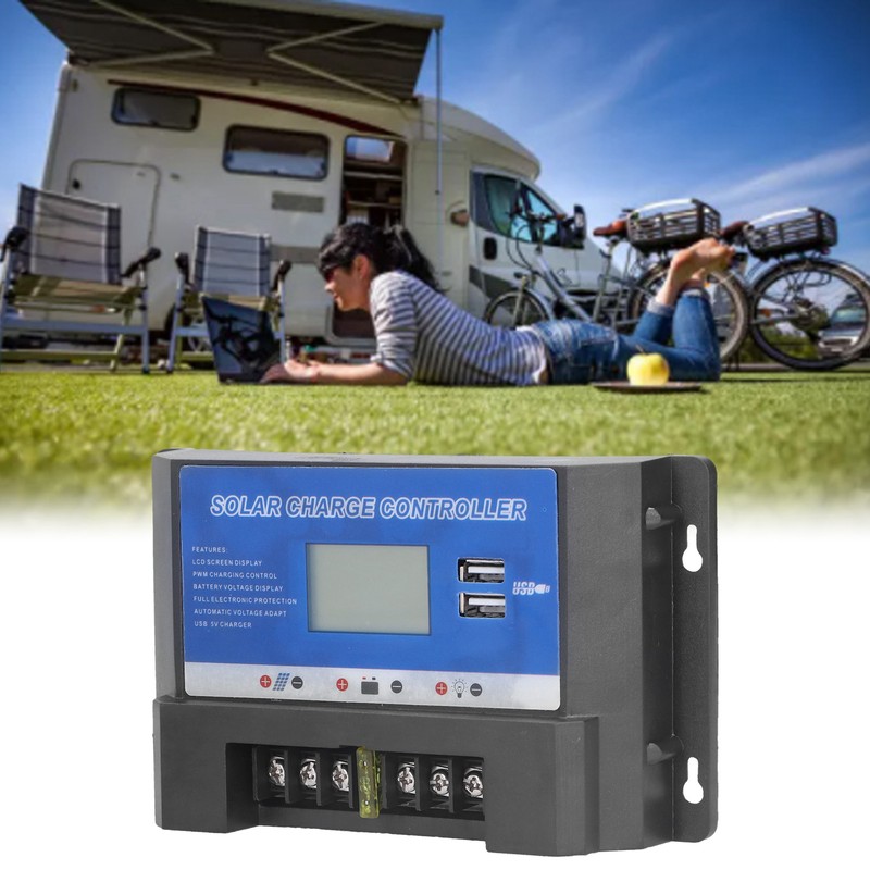 Solar Charge Controller LCD Display Dual Usb Interface Durable Solar