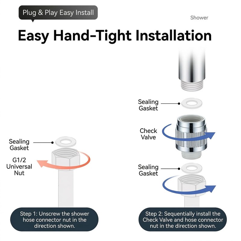 BOROLA Shower Head Shut Off Valve, G1/2" Thread Shower Flow