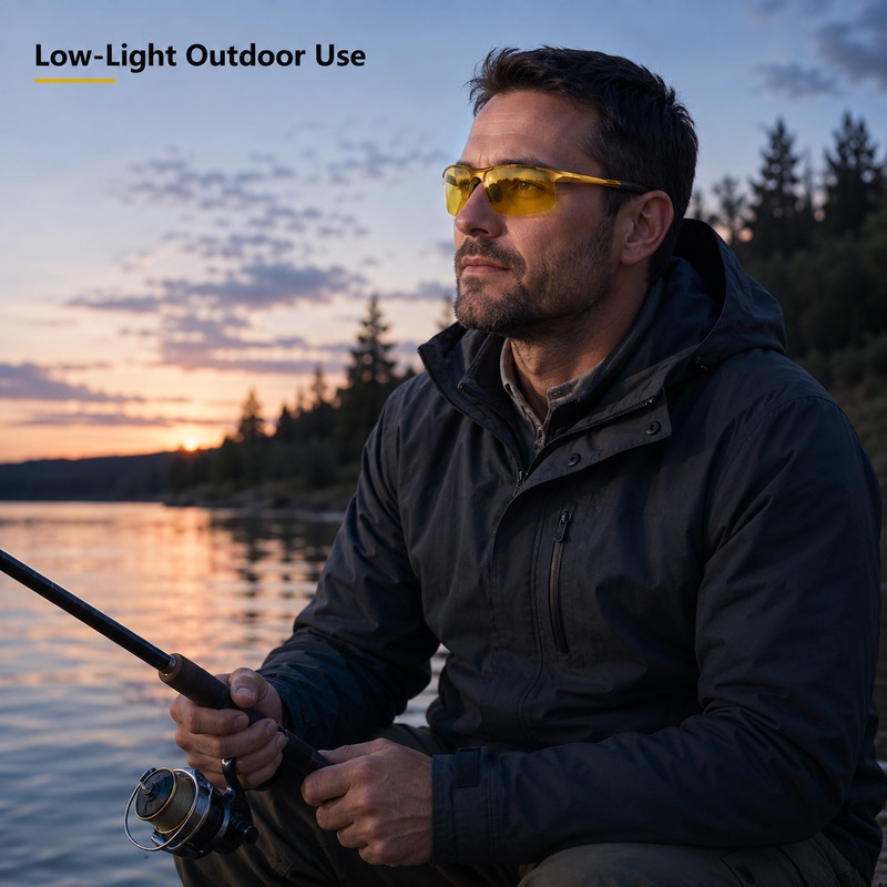 Yellow Lens Driving Glasses for Low-Light Use – Semi-Polarized Anti-Glare