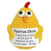 Krinisou Crochet Positive Chick Easter Gifts, Emotional Chicken with Support Card, Knitted Crocheted Positive Animals, Cute Chicken Gifts for Chicken Lovers Women 1PC