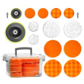 VViViD Essentials Car Cleaning, Waxing and Polishing Kit, 16pcs Sponge Pads, Wool pads, Backing Plates and Drill Adapters
