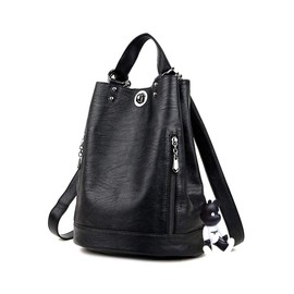 AINUOEY Women's Backpack Bags Women Elegant Bag City Backpack Handbag Vintage PU Leather 76620 1-Piece Set, black, Adjustable strap