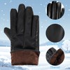 FRIUSATE Womens Leather Gloves Black Cashmere Lining Thick Ladies Leather