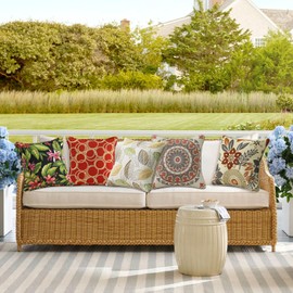 Supdurplus Outdoor Decorative Pillows Pack of 4, 16" x 16" Outdoor Pillow Set for Couch Bed Throw Patio Sofa, Circle Red