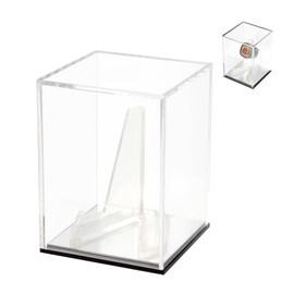 Kcgani Mirrored Acrylic Championship Ring Display Case with Easel, Clear Challenge Coins Trophy Medal Stand Holder Display Box, Countertop Storage Case for Figures Crystal Fossils Collectibles
