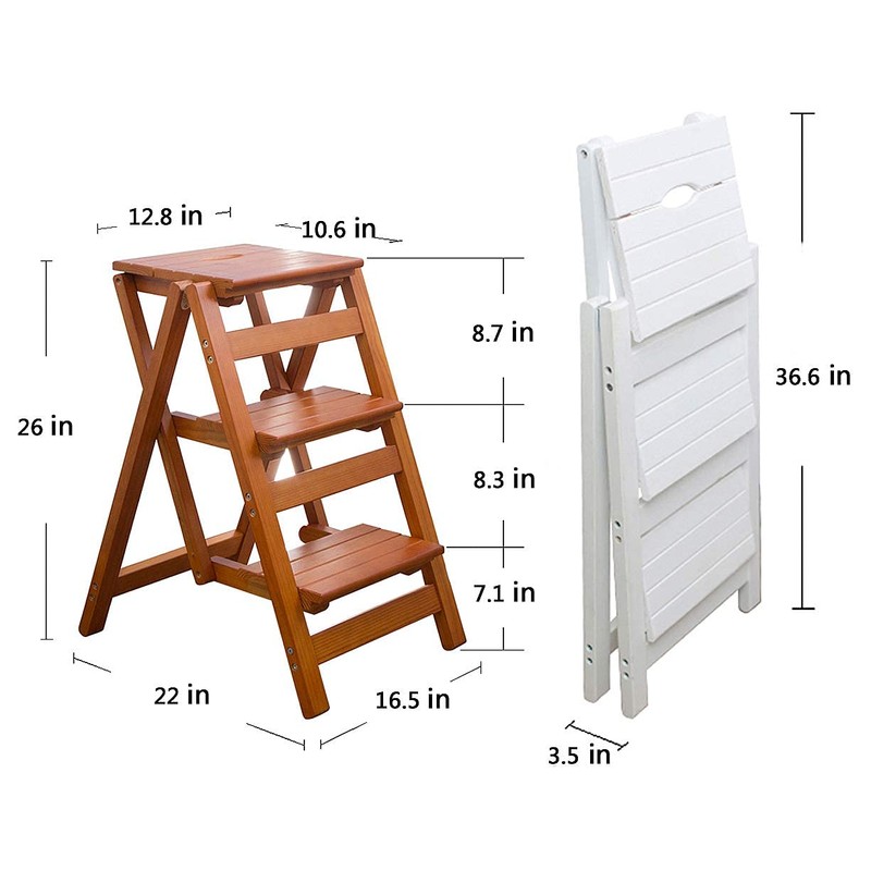 KINGBO Step Stool for Adults/Step Ladder/Counter Chair, 3-Step Folding Portable
