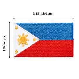 4Pcs Philippines Filipino Flag Patches, Hook and Loop Embroidered Armband Flag Tactical Patches for Backpacks Hat Clothing Jackets.