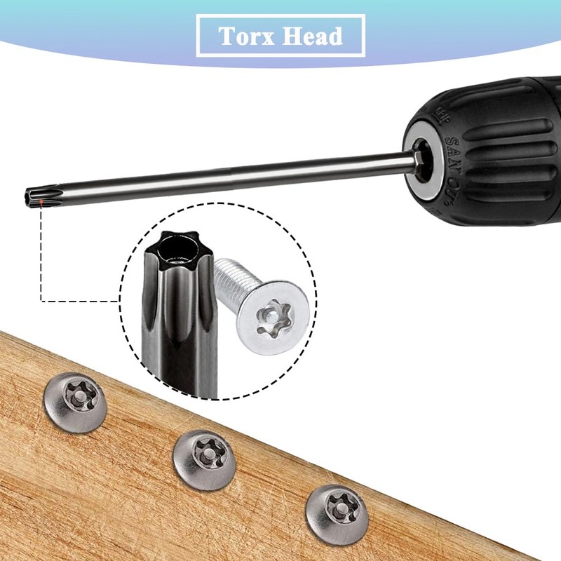 Teocpai 8Pcs Torx Security Screwdriver Bits Set 200mm Magnetic Torx