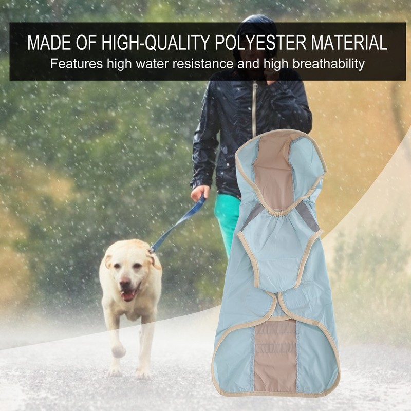 Dog Raincoat Waterproof Adjustable Lightweight Pet Rain Jacket with Safety