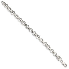 GlittersandGold Sterling Silver 9.5mm Semi-solid Rolo Chain Necklace