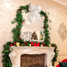 KI Store Christmas Bows Christmas Bow Large 54 cm Velvet Bows & Ribbons Tree Decoration (White, XL)