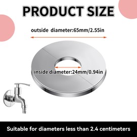 Set of 4 Rosettes Cover for Pipes, Stainless Steel 24 mm Cover Rosette, Split Folding Rosette Shower Fitting, Heating Pipe Cover, Rosettes for Radiator Pipes, for Tap Pipes Pipe Cover