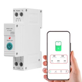 Diymore 63A WiFi Circuit Breaker AC220V Remote Mobile Phone Control Single-Phase Intelligent Circuit Breakers Switch Metering Overcurrent Protection Timer for for Boat Trolling Motor Marine ATV