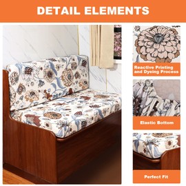 FUANGUI RV Dinette Cushion Covers Stretch Camper Cushion Cover Booth Seats Replacement RV Cushion Covers Washable Sofa Furniture Protector (B4, 2 Bench Cover & 2 Backrest Cover)