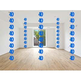 SHATCHI Age Hanging String 13th-90th Glitz Anniversary Birthday Metallic Shiny Foil Banner Party Door Wall Decorations Pack of 6, Blue
