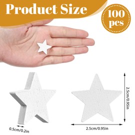 100 PCS Small Wooden Stars for Crafts 1 Inch, White Unfinished Wood Stars for Crafts DIY Painting Home Decorations