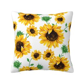 Wizfuyq Yellow Sunflower Throw Pillow Case Square Cushion Cover Home Decorative Sofa Armchair Bedroom Livingroom Standard Pillowcase 22 X 22 Inch