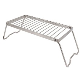 Folding Campfire Grill, Stainless Steel Camping Grill Grate with Foldable Legs, Adjustable Height Thicker Camp Fire Cooking Racks for Outdoor Camping Cooking