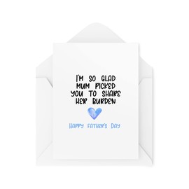 Tongue in Peach Funny Father's Day Cards - I'm So Glad Mum Picked You - Best Step Dad - Father's Day - Mum's Partner - Bonus Dad - Thank You - CBH1638