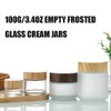 2 x Empty Frosted Glass Cream Jars with Wooden Lids