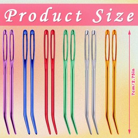 12 Pcs Tapestry Needles Bent Kit, 6 Colors Large Eyes Blunt Yarn Needles, Large Eye Sewing Darning Needles with Blunt Needles Stitch Markers Storage Box for Tapestry, Weaving