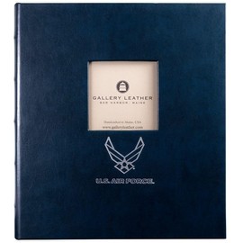 Gallery Leather 3 Ring Binder with Plastic Sleeves, Includes 10 Sheets, Sheet Size: 8.5" x 11" - Presentation Binder Rings with Window and Hubbed Spine, Thick: 0.75" Acadia Navy - US Air Force